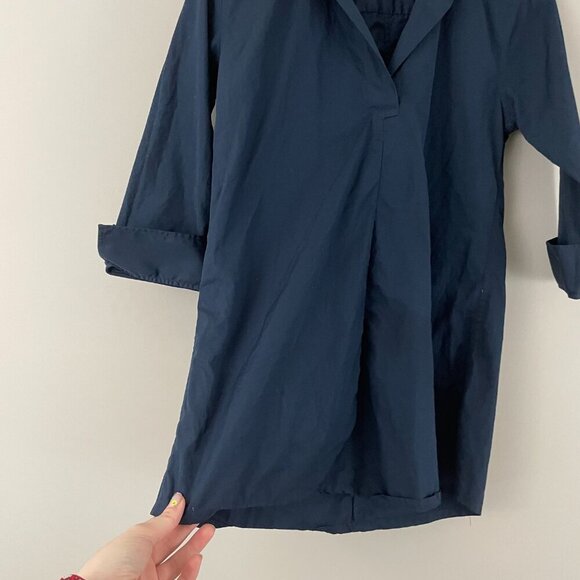Ann Mashburn Navy Blue Cotton Poplin Popover Shirt Size Small - Picture 6 of 6